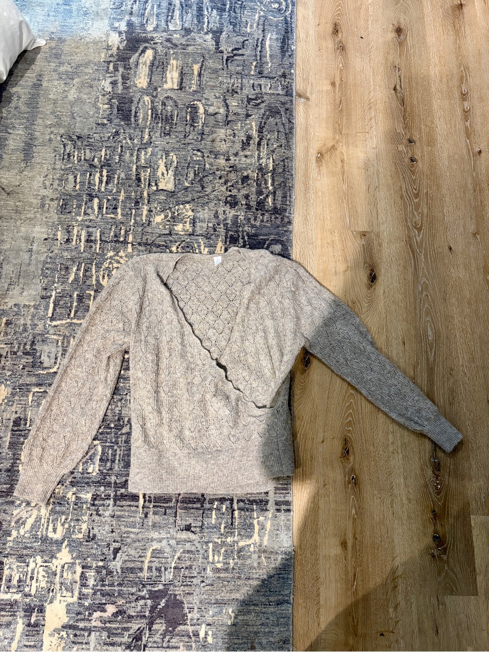 Old Navy Light Taupe Cable Knit Wrap-Front Sweater